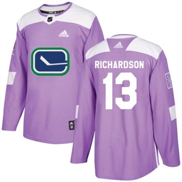 Authentic Adidas Men's Brad Richardson Vancouver Canucks Fights Cancer Practice Jersey - Purple