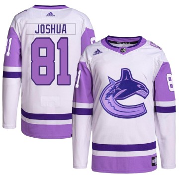 Authentic Adidas Men's Dakota Joshua Vancouver Canucks Hockey Fights Cancer Primegreen Jersey - White/Purple