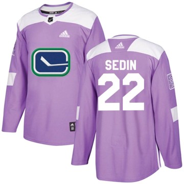 Authentic Adidas Men's Daniel Sedin Vancouver Canucks Fights Cancer Practice Jersey - Purple