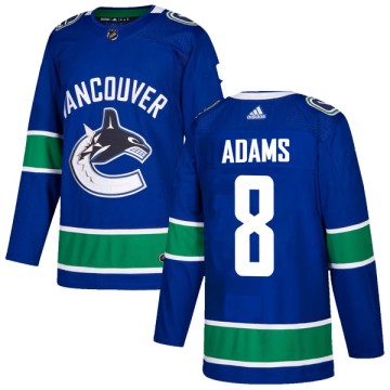 Authentic Adidas Men's Greg Adams Vancouver Canucks Home Jersey - Blue