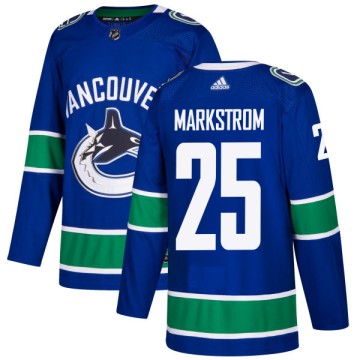 Authentic Adidas Men's Jacob Markstrom Vancouver Canucks Jersey - Blue