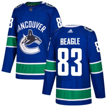 Authentic Adidas Men's Jay Beagle Vancouver Canucks Home Jersey - Blue