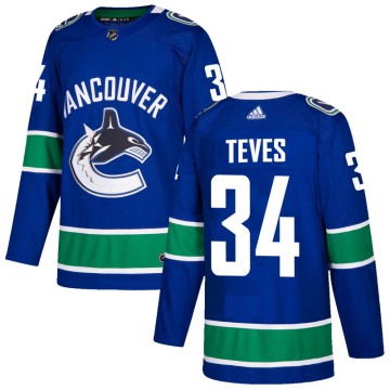 Authentic Adidas Men's Josh Teves Vancouver Canucks Home Jersey - Blue