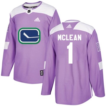 Authentic Adidas Men's Kirk Mclean Vancouver Canucks Fights Cancer Practice Jersey - Purple