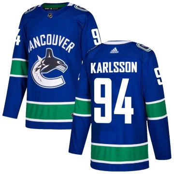 Authentic Adidas Men's Linus Karlsson Vancouver Canucks Home Jersey - Blue