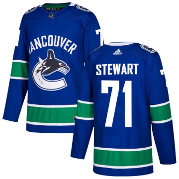 Authentic Adidas Men's MacKenze Stewart Vancouver Canucks Home Jersey - Blue