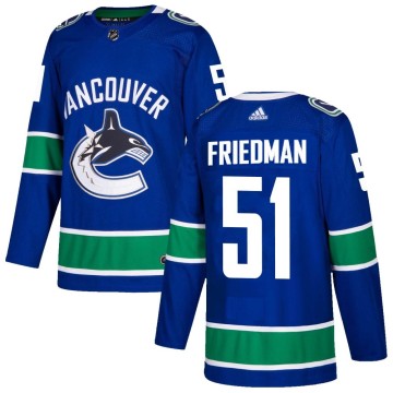 Authentic Adidas Men's Mark Friedman Vancouver Canucks Home Jersey - Blue