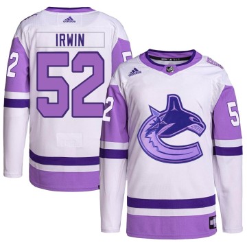 Authentic Adidas Men's Matt Irwin Vancouver Canucks Hockey Fights Cancer Primegreen Jersey - White/Purple