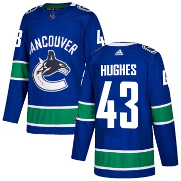 Authentic Adidas Men's Quinn Hughes Vancouver Canucks Home Jersey - Blue