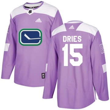 Authentic Adidas Men's Sheldon Dries Vancouver Canucks Fights Cancer Practice Jersey - Purple