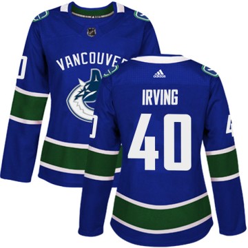 Authentic Adidas Women's Aaron Irving Vancouver Canucks Home Jersey - Blue