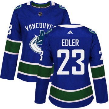 Authentic Adidas Women's Alexander Edler Vancouver Canucks Home Jersey - Blue