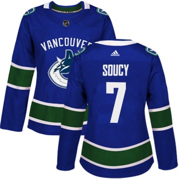 Authentic Adidas Women's Carson Soucy Vancouver Canucks Home Jersey - Blue