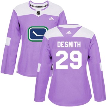 Authentic Adidas Women's Casey DeSmith Vancouver Canucks Fights Cancer Practice Jersey - Purple