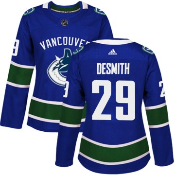 Authentic Adidas Women's Casey DeSmith Vancouver Canucks Home Jersey - Blue