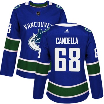Authentic Adidas Women's Cole Candella Vancouver Canucks Home Jersey - Blue