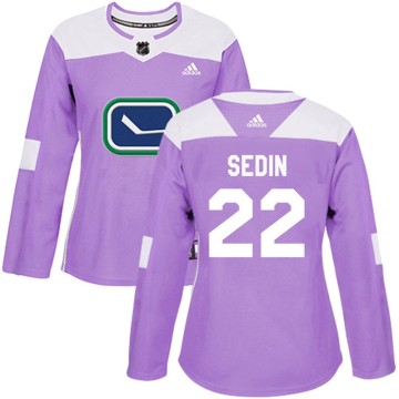 Authentic Adidas Women's Daniel Sedin Vancouver Canucks Fights Cancer Practice Jersey - Purple