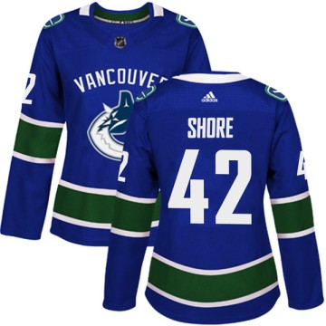 Authentic Adidas Women's Drew Shore Vancouver Canucks Home Jersey - Blue