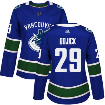Authentic Adidas Women's Gino Odjick Vancouver Canucks Home Jersey - Blue