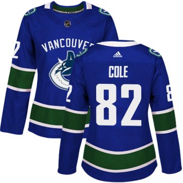 Authentic Adidas Women's Ian Cole Vancouver Canucks Home Jersey - Blue