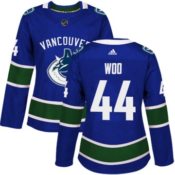 Authentic Adidas Women's Jett Woo Vancouver Canucks Home Jersey - Blue
