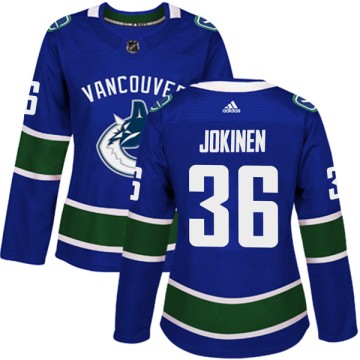 Authentic Adidas Women's Jussi Jokinen Vancouver Canucks Home Jersey - Blue