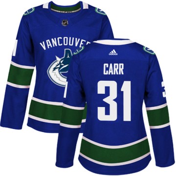 Authentic Adidas Women's Kevin Carr Vancouver Canucks Home Jersey - Blue