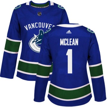 Authentic Adidas Women's Kirk Mclean Vancouver Canucks Home Jersey - Blue