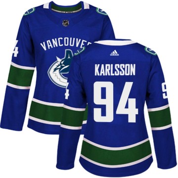 Authentic Adidas Women's Linus Karlsson Vancouver Canucks Home Jersey - Blue