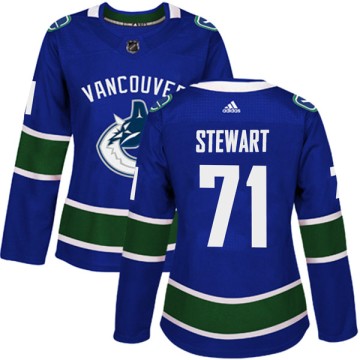 Authentic Adidas Women's MacKenze Stewart Vancouver Canucks Home Jersey - Blue