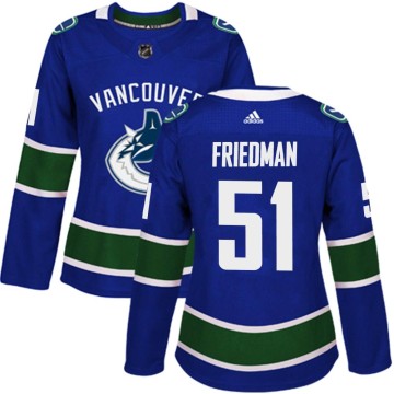 Authentic Adidas Women's Mark Friedman Vancouver Canucks Home Jersey - Blue
