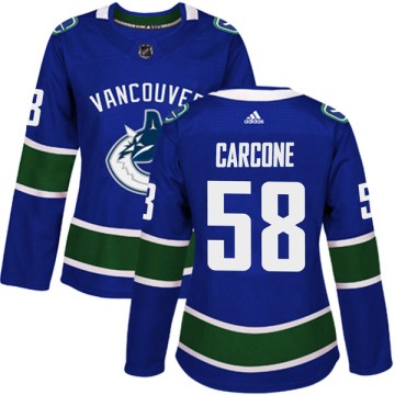 Authentic Adidas Women's Michael Carcone Vancouver Canucks Home Jersey - Blue