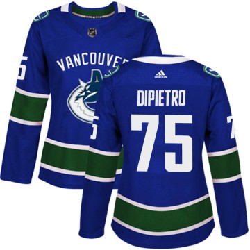 Authentic Adidas Women's Michael DiPietro Vancouver Canucks Home Jersey - Blue