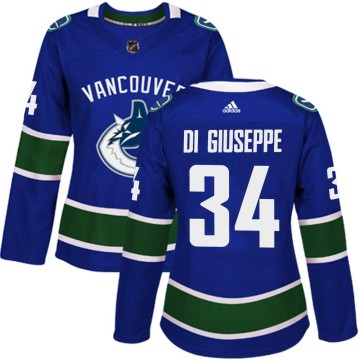 Authentic Adidas Women's Phillip Di Giuseppe Vancouver Canucks Home Jersey - Blue