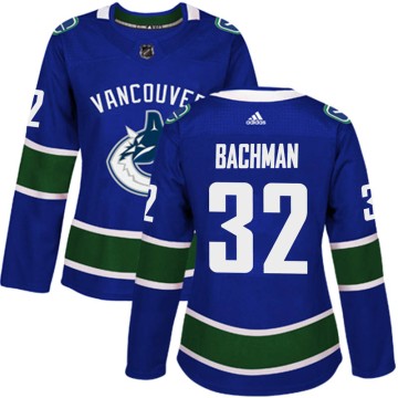 Authentic Adidas Women's Richard Bachman Vancouver Canucks Home Jersey - Blue