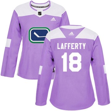 Authentic Adidas Women's Sam Lafferty Vancouver Canucks Fights Cancer Practice Jersey - Purple