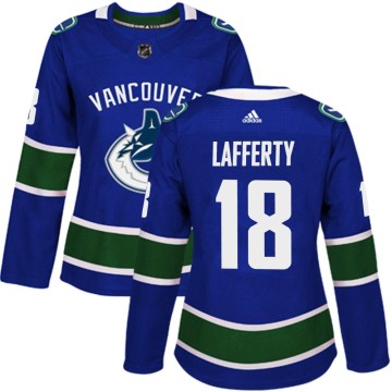 Authentic Adidas Women's Sam Lafferty Vancouver Canucks Home Jersey - Blue
