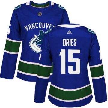 Authentic Adidas Women's Sheldon Dries Vancouver Canucks Home Jersey - Blue