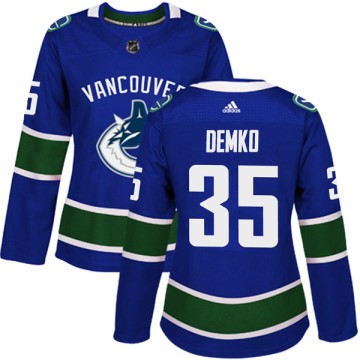 Authentic Adidas Women's Thatcher Demko Vancouver Canucks Home Jersey - Blue