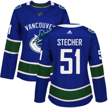 Authentic Adidas Women's Troy Stecher Vancouver Canucks Home Jersey - Blue