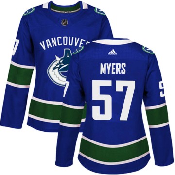 Authentic Adidas Women's Tyler Myers Vancouver Canucks Home Jersey - Blue
