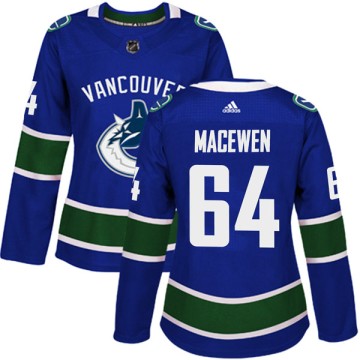 Authentic Adidas Women's Zack MacEwen Vancouver Canucks Home Jersey - Blue