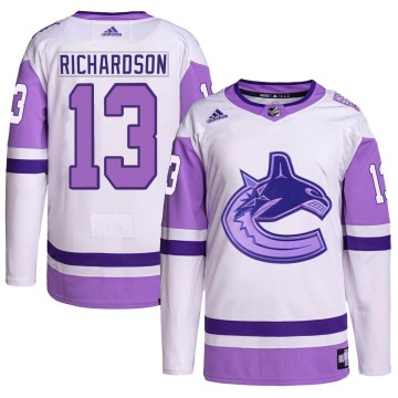Authentic Adidas Youth Brad Richardson Vancouver Canucks Hockey Fights Cancer Primegreen Jersey - White/Purple