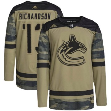 Authentic Adidas Youth Brad Richardson Vancouver Canucks Military Appreciation Practice Jersey - Camo