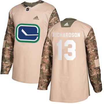 Authentic Adidas Youth Brad Richardson Vancouver Canucks Veterans Day Practice Jersey - Camo