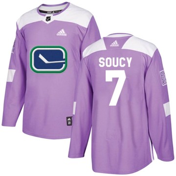 Authentic Adidas Youth Carson Soucy Vancouver Canucks Fights Cancer Practice Jersey - Purple
