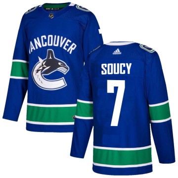 Authentic Adidas Youth Carson Soucy Vancouver Canucks Home Jersey - Blue
