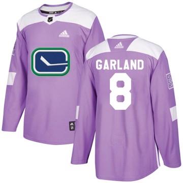 Authentic Adidas Youth Conor Garland Vancouver Canucks Fights Cancer Practice Jersey - Purple