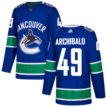 Authentic Adidas Youth Darren Archibald Vancouver Canucks Home Jersey - Blue