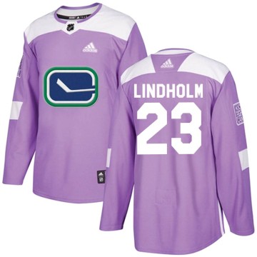 Authentic Adidas Youth Elias Lindholm Vancouver Canucks Fights Cancer Practice Jersey - Purple